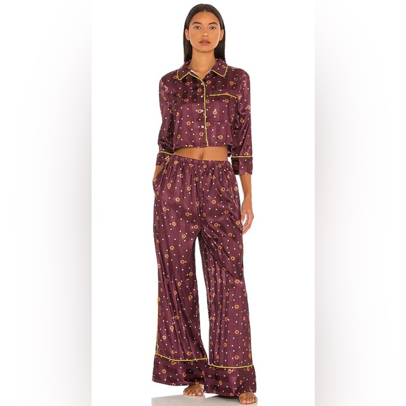 Intimately by Free People party print pajama set in Wine combo XL